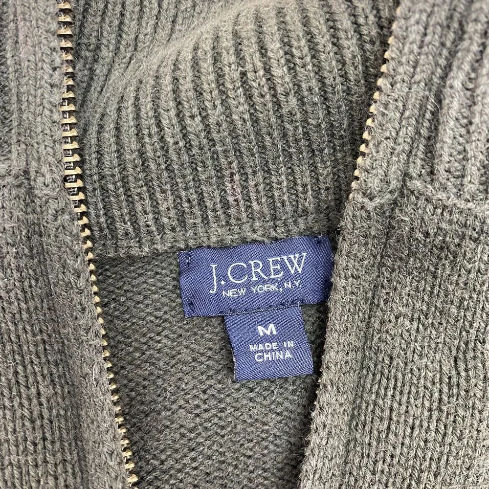 J. Crew Pullover Sweater Medium‎ Green Mens 1/4 Zip Pullover Long Sleeve